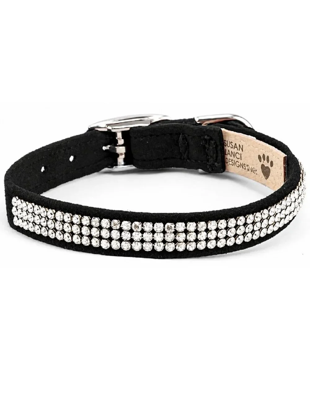 Black 3-Row Swarovski Crystal Giltmore Ultrasuede 1/2